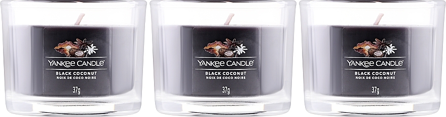 Набор ароматических свечей «Черный кокос» - Yankee Candle Black Coconut (candle/3x37g) — фото N2
