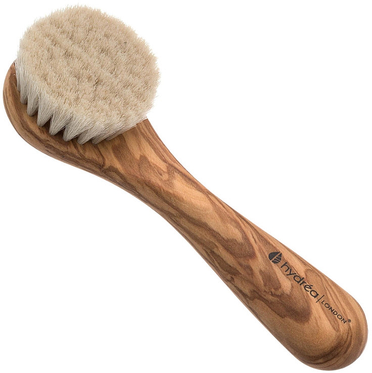 Щітка для обличчя з оливкового дерева - Hydrea London Olive Wood Facial Brush With Soft Goats Hair Bristles — фото N1