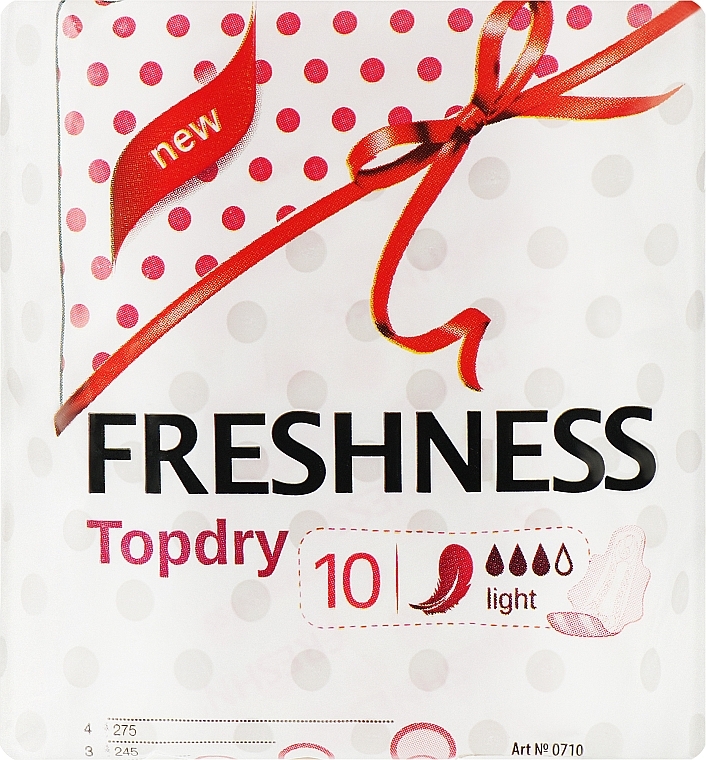 Гигиенические ультратонкие прокладки с крылышками, 10шт - Freshness Top Dry Light