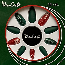 Парфумерія, косметика Накладні нігті "Різдвяні візерунки", червоно-зелені - Deni Carte