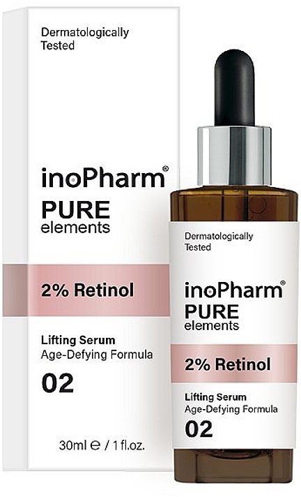 Ліфтингова сироватка для обличчя з 2 % ретинолом  - InoPharm Pure Elements 2% Retinol Lifting Serum — фото N1