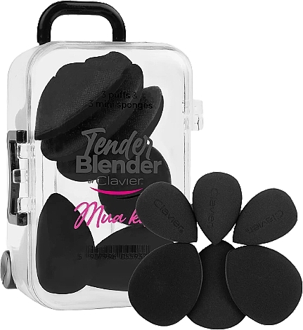 Мінінабір спонжів для макіяжу, чорний, 6 шт. - Clavier Tender Blender Mua Kit — фото N1