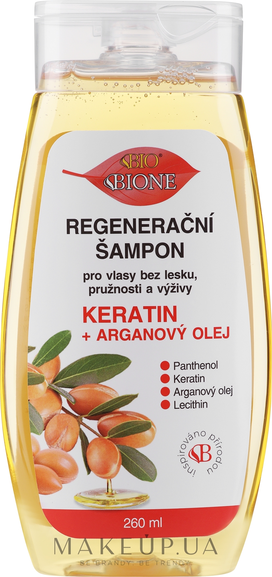 Восстанавливающий шампунь для волос - Bione Cosmetics Keratin + Argan Oil Regenerative Shampoo With Panthenol — фото 260ml