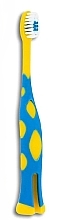 Парфумерія, косметика Дитяча зубна щітка, м'яка, від 3 років, жовта з блакитним - Wellbee Travel Toothbrush For Kids