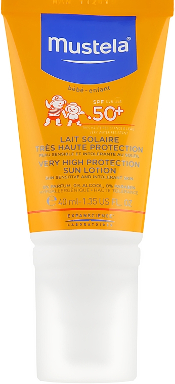 Солнцезащитный лосьон для лица с высокой степенью защиты - Mustela Bebe Enfant Very High Protection Face Sun Lotion SPF 50+ — фото N2