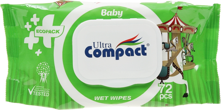 Детские влажные салфетки 72шт - Ultra Compact Baby Ecopack Wet Wipes — фото N1