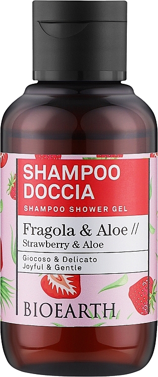 Шампунь-гель для душу "Полуниця та алое" - Bioearth Family Strawberry & Aloe Shampoo Shower Gel — фото N1