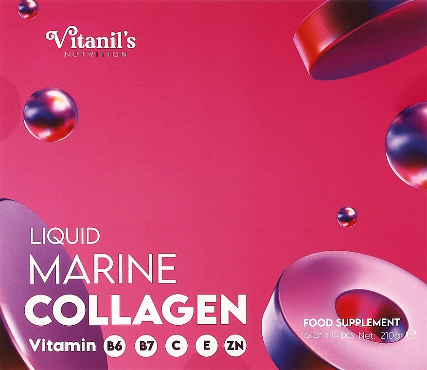 УЦЕНКА Гелевая диетическая добавка "Морской Коллаген" в стиках - Vitanil's Liquide Marine Collagen * — фото N1