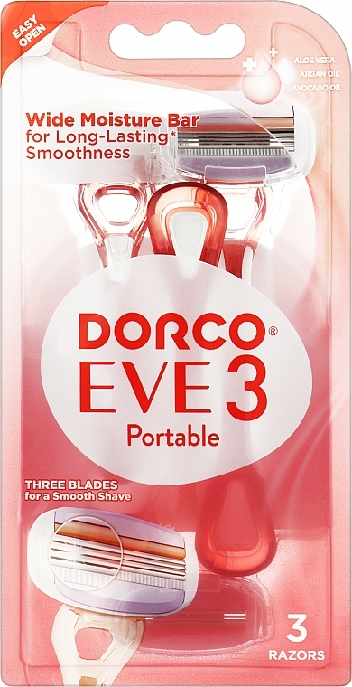 Бритва одноразова для жінок з 3 лезами, 3 шт., блістер - Dorco Eve 3 Portable — фото N1