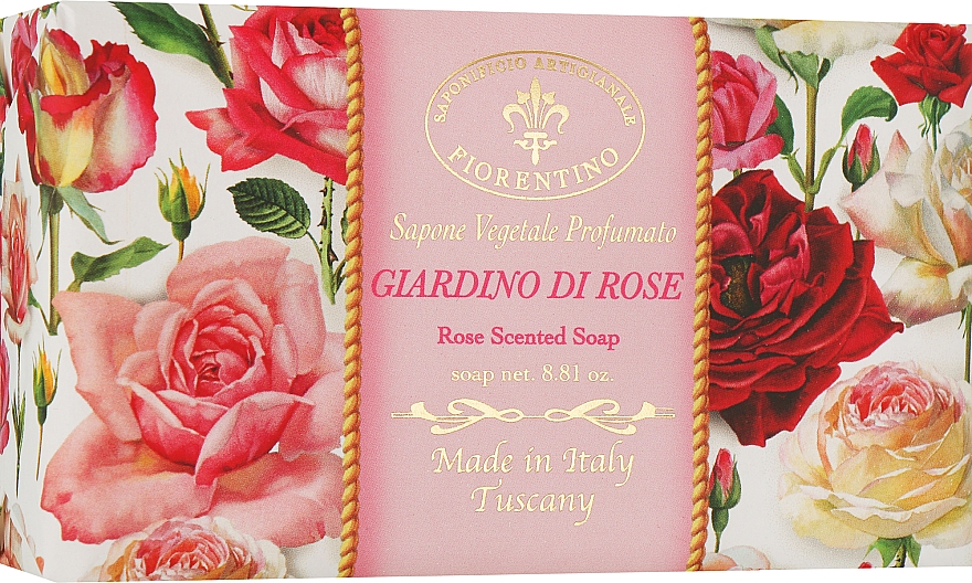 Натуральне мило "Рожевий сад" - Saponificio Artigianale Fiorentino Rose Garden Scented Soap — фото N1