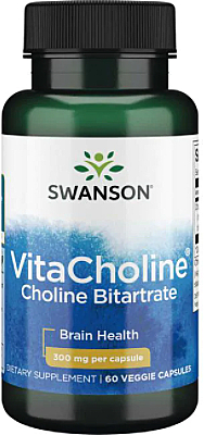 Пищевая добавка "Битартрат холина", 300мг - Swanson Vitacholine Choline Bitartrate 300 mg — фото N1