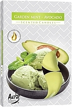 Парфумерія, косметика Набір чайних свічок "М'ята та авокадо" - Bispol Garden Mint-Avocado Scented Candles