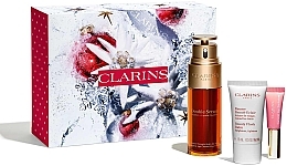 Парфумерія, косметика Набір - Clarins Double Serum Collection Xmas 21 (f/serum/50ml + lip/balm/5ml + f/balm/15ml + bag)