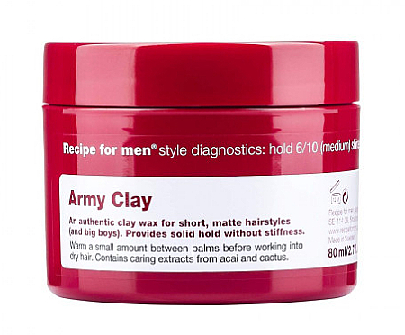 Глиняный воск для волос - Recipe for Men Army Clay Wax — фото N1