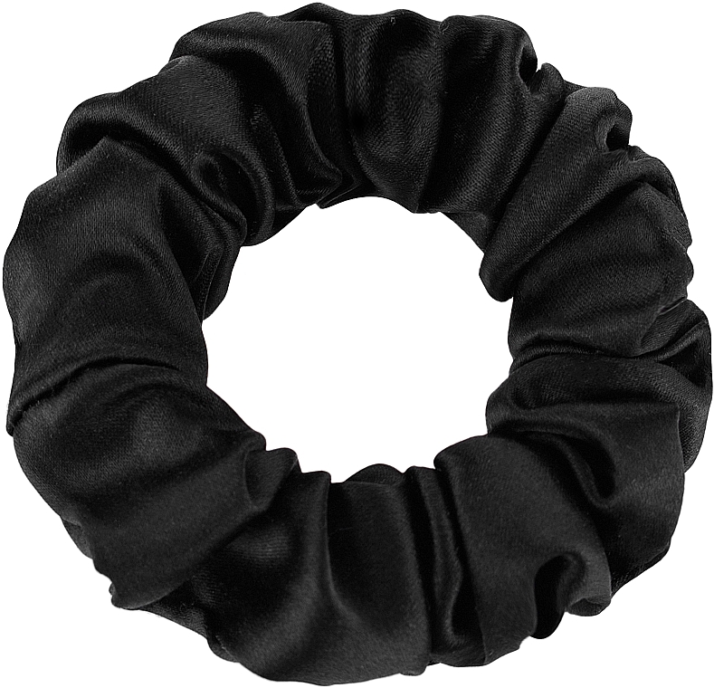 Резинка для волос из натурального шелка, черная "Midi" - Makeup Midi Scrunchie Black