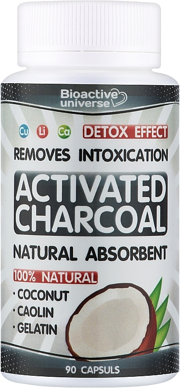 Кокосовый активированный уголь в капсулах - Bioactive Universe Activated Charcoal — фото N2