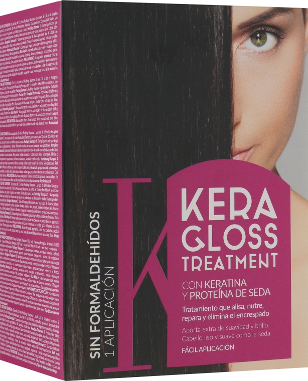 Набір для випрямлення волосся з кератином - Glossco Keragloss Treatment (treat/120ml + sh/15ml + sh/15ml + mask/15ml) — фото N1