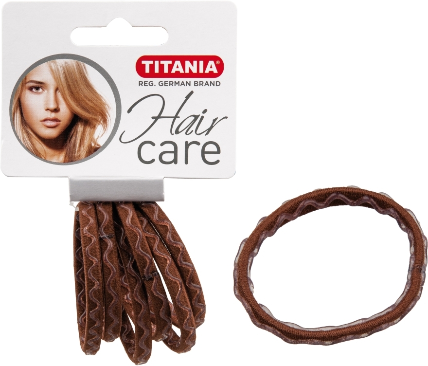 Резинка для волос "Anti Ziep", нейлоновый, 6 шт, коричневый - Titania — фото N1
