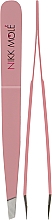 Набор из 2х розовых пинцетов для бровей в чехле - Nikk Mole — фото N2