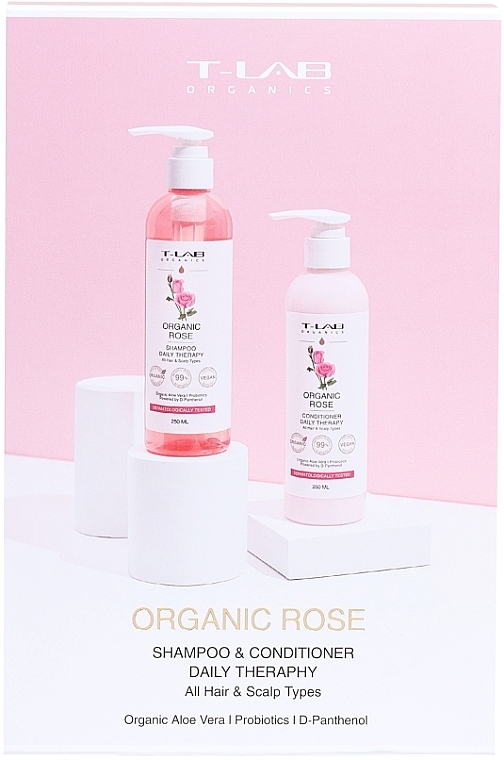 Набор - T-Lab Professional Organic Rose Shampoo And Conditioner Set (shm/250ml + cond/250ml) — фото N2