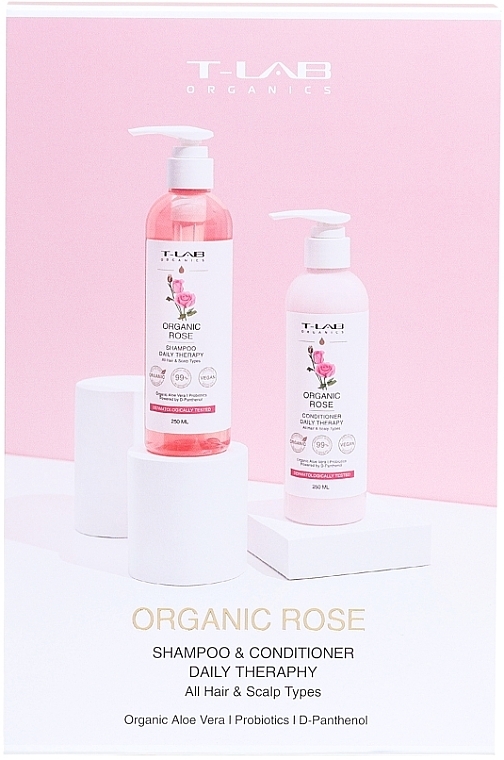 Набір - T-Lab Professional Organic Rose Shampoo And Conditioner Set (shm/250ml + cond/250ml) — фото N2