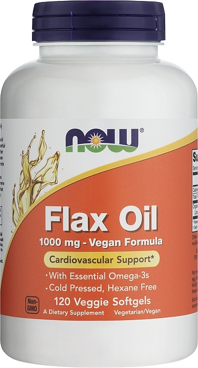 Капсули "Лляна олія", 1000 мг - Now Foods Flax Oil — фото N1