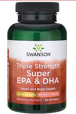 Пищевая добавка "Супер Епа и Дга", 900 мг, 60 капсул - Swanson Triple Strength Super EPA and DHA — фото N1