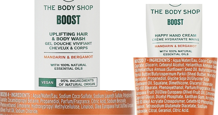 Набір - The Body Shop Mandarin & Bergamot Vegan Boost (gel /200ml + oil /9ml + h/cr/30ml) — фото N4