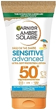 Духи, Парфюмерия, косметика Солнцезащитный лосьон для детей, очень высокая степень защиты, SPF 50+ "Малыш в тени" - Garnier Ambre Solaire Sensitive Advanced SPF50+