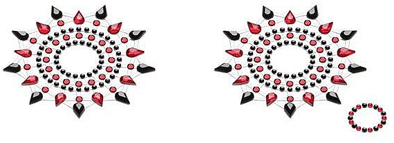 Набір прикрас із кристалів для грудей і пупка, чорно-червоні - Petits Joujoux Gloria Set Black-Red — фото N1