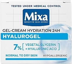 Зволожуючий крем-гель для нормальної та чутливої шкіри обличчя з гіалуроновою кислотою і гліцерином - Mixa Hydrating Hyalurogel Intensive Hydration — фото N2
