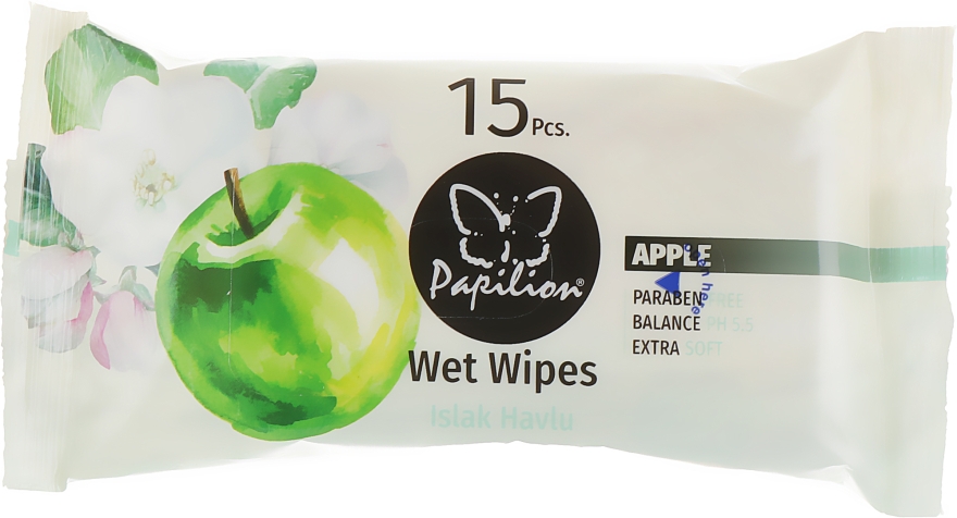 Влажные салфетки "Фрукт терапия яблоко", 15 шт - Papilion Wet Wipes Apple