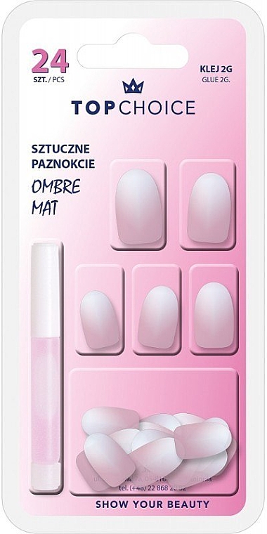 Накладные ногти "Ombre Stiletto Mat", 78217 - Top Choice — фото N1
