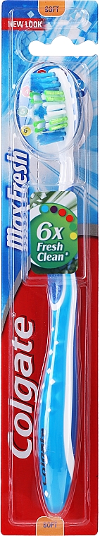 Зубна щітка, м'яка, блакитна - Colgate Max Fresh — фото N1