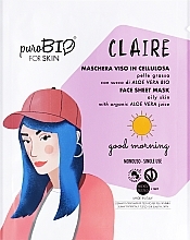 Тканевая маска для лица для жирной кожи "Доброе утро!" - PuroBio Cosmetics Claire Face Sheet Mask For Oily Skin Good Morning — фото N1