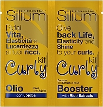 Флюїд-бустер для дисципліни та еластичності кучерявого волосся з екстрактом рису та олією жожоба - Silium Curly Hair Rice Extract & Jojoba Oil Kit Sachet (fluid/12ml + booster/12ml) — фото N1