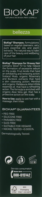Шампунь для жирного волосся - BiosLine BioKap Shampoo For Oily Hair With Silver Fir And Rosemary — фото N2