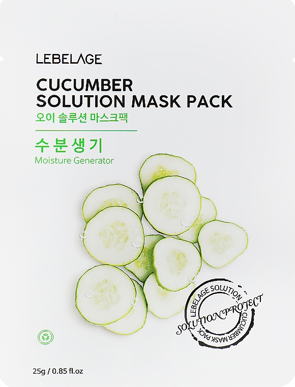 Маска для обличчя тканинна з огірком - Lebelage Cucumber Solution Mask