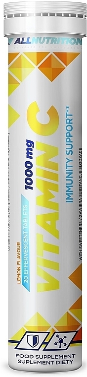 Шипучие таблетки «Витамин С» со вкусом лимона - Allnutrition Vitamin C 1000mg — фото N1