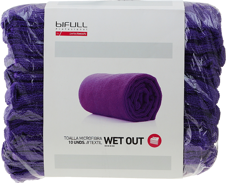 Рушник з мікрофібри, фіолетовий, 10 шт. - Bifull Professional Textil Toalla Microfibra Wet Out Violet — фото N1