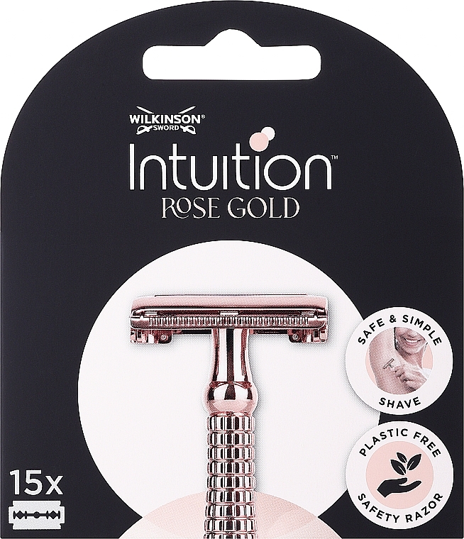 Лезвия для безопасной бритвы, 15 шт. - Wilkinson Sword Intuition Rose Gold — фото N1