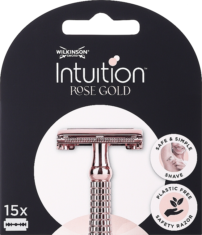 Леза для безпечної бритви, 15 шт. - Wilkinson Sword Intuition Rose Gold — фото N1