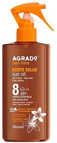 Масло для ускорения и усиления загара SPF8 - Agrado Aceite Solar SPF8 — фото N1