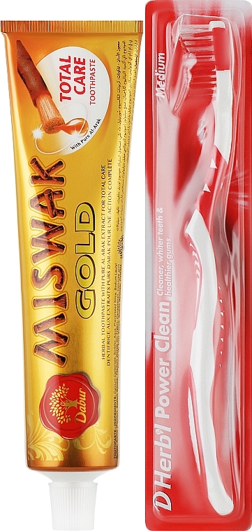 Набір "Комплексний догляд" - Dabur Miswak Gold (toothbrush/1шт + toothpaste/170g) — фото N3