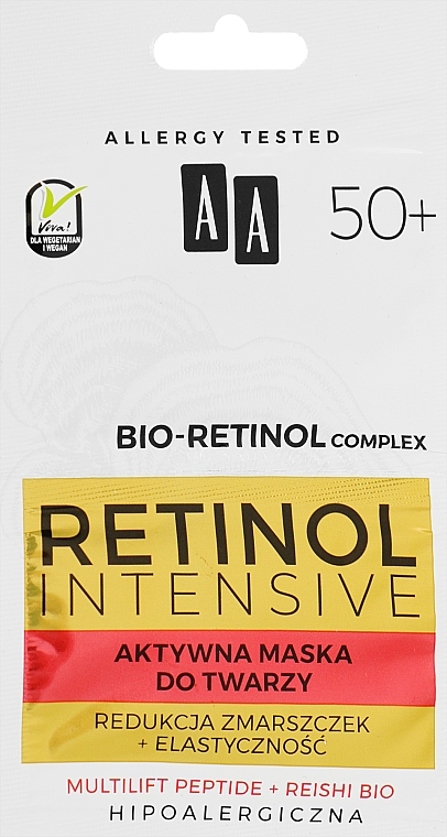 Маска для обличчя проти зморщок - AA Retinol Intensive Bio-Retinol Complex 50+ Mask — фото N1