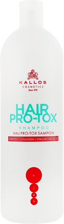 Шампунь для волосся з кератином, колагеном і гіалуроновою кислотою - Kallos Cosmetics Hair Pro-tox Shampoo * — фото N1