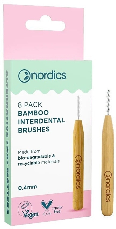Міжзубні йоржики бамбукові, 0.40 мм, 8 шт. - Nordics Bamboo Interdental Brushes — фото N1