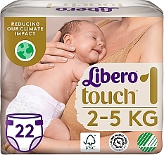 Парфумерія, косметика Дихаючі дитячі підгузки Touch 1 (2-5 кг), 22 шт. - Libero