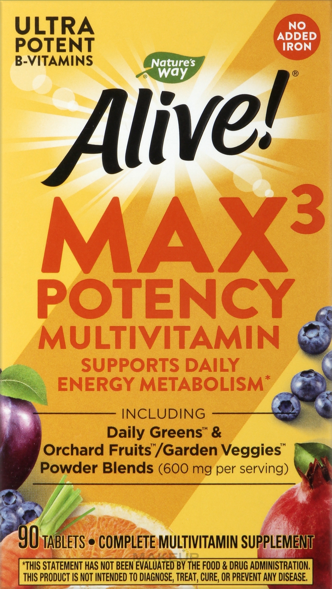 УЦЕНКА Мультивитамины - Nature’s Way Alive! Max3 Daily Multi-Vitamin Without Iron * — фото 90шт