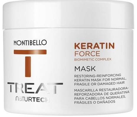 Восстанавливающая кератиновая маска для нормальных, ломких и поврежденных волос - Montibello Treat NaturTech Keratin Force Mask — фото N1